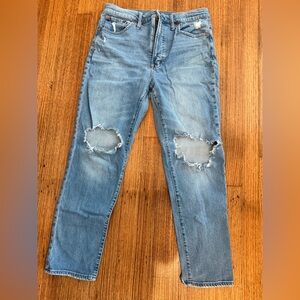 Madewell Light Blue Distressed Straight Leg Jeans size 30